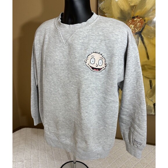 Vintage Wolf 90s Rugrats Show Tommy Pickles 2 Sided Embroidered Sweatshirt Large - Picture 4 of 16